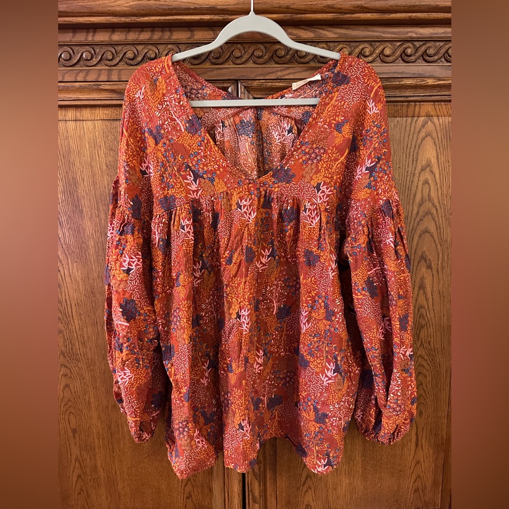 Bucket List puff sleeve boho top